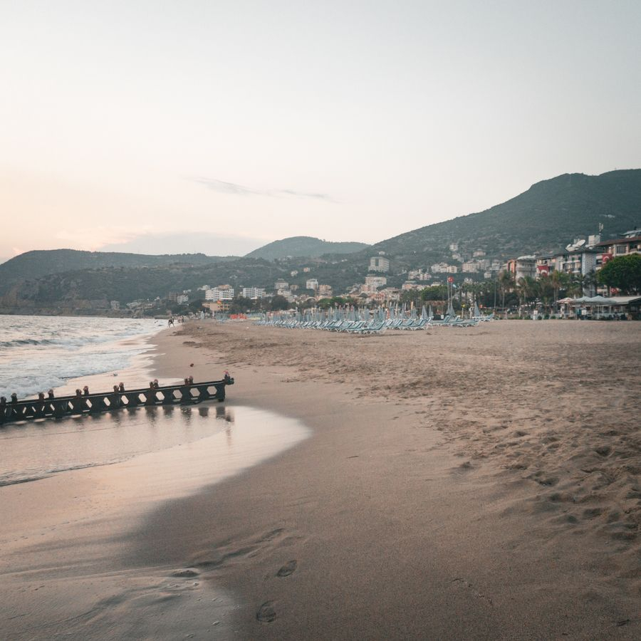 Empty beach seen from the water