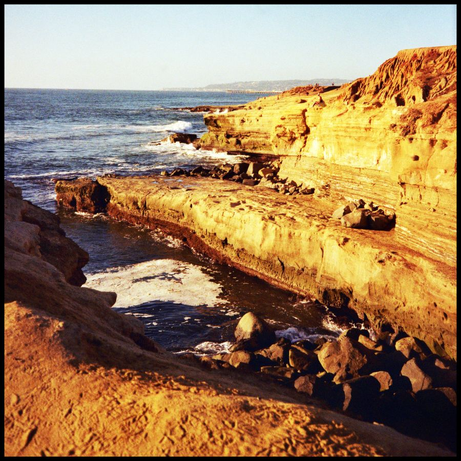 Pacific cliffs at golden hour